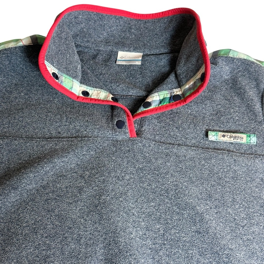Columbia PFG Snap Pullover – Men’s Large,Blue with plaid trim, fishing gear